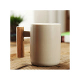 Nordic Wooden Handle Ceramic Porcelain Mug Coffee Cups Literary Water Tea Cup Milk Mug Coffee Cup Drinkware Coffeeware Teaware