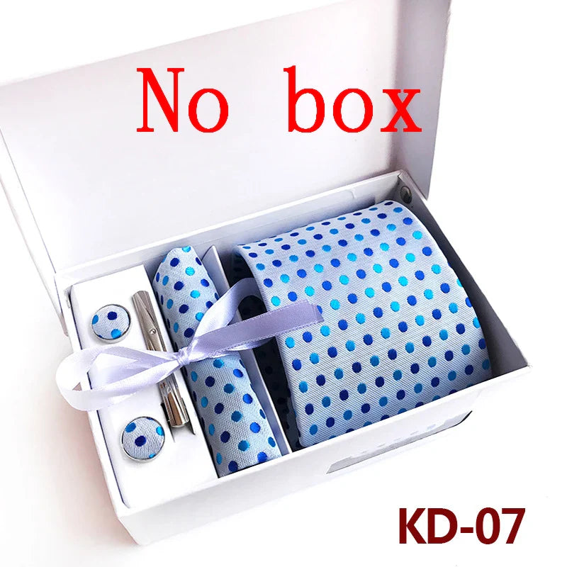 Luxury Tie Set Gift Box For Men Wedding Jacquard Necktie Square Clip Cufflinks Handkerchief Brezo Pour Teal Tie