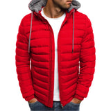 New Oversize Men Detachable Hat Padded Hooded Cardigan Drawstring Winter Thick Warm Jacket Outerwear Top