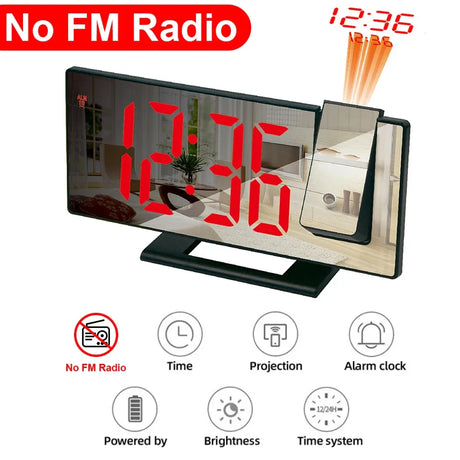 LED Digital Projection Alarm Clocks USB Electronic Ceiling Projector Alarm Clock with FM Radio for Bedroom Bedside Desktop Clock