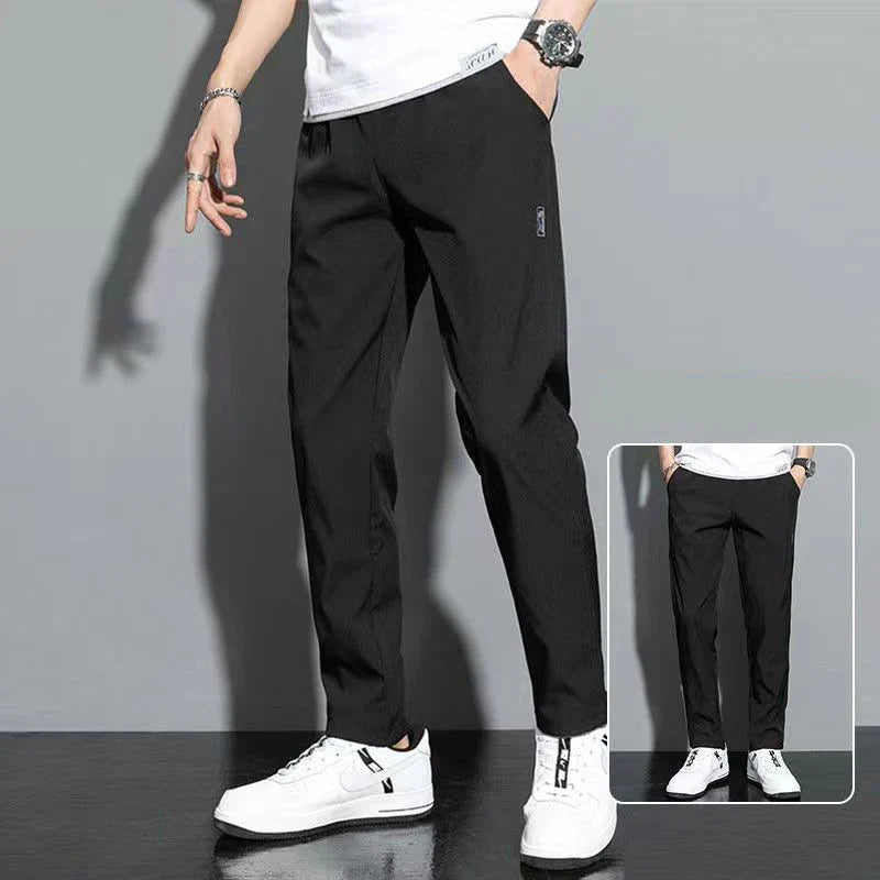 Men's Pants 2024 Casual Business Stretch Slim Fit Elastic Waist Korean Classic Blue Black Gray Male Brand Trousers