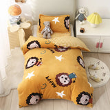 Baby Cartoon Print Bedding Set Duvet Covers Pillowcases Set Autumn Winter Warm Suede Bedclothes Bed Linen CP29