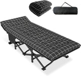 Camping Cot for Adults with Cushion Comfortable,Portable Folding Bed for Sleeping,Lightweight Folding Bed with Carry Bag