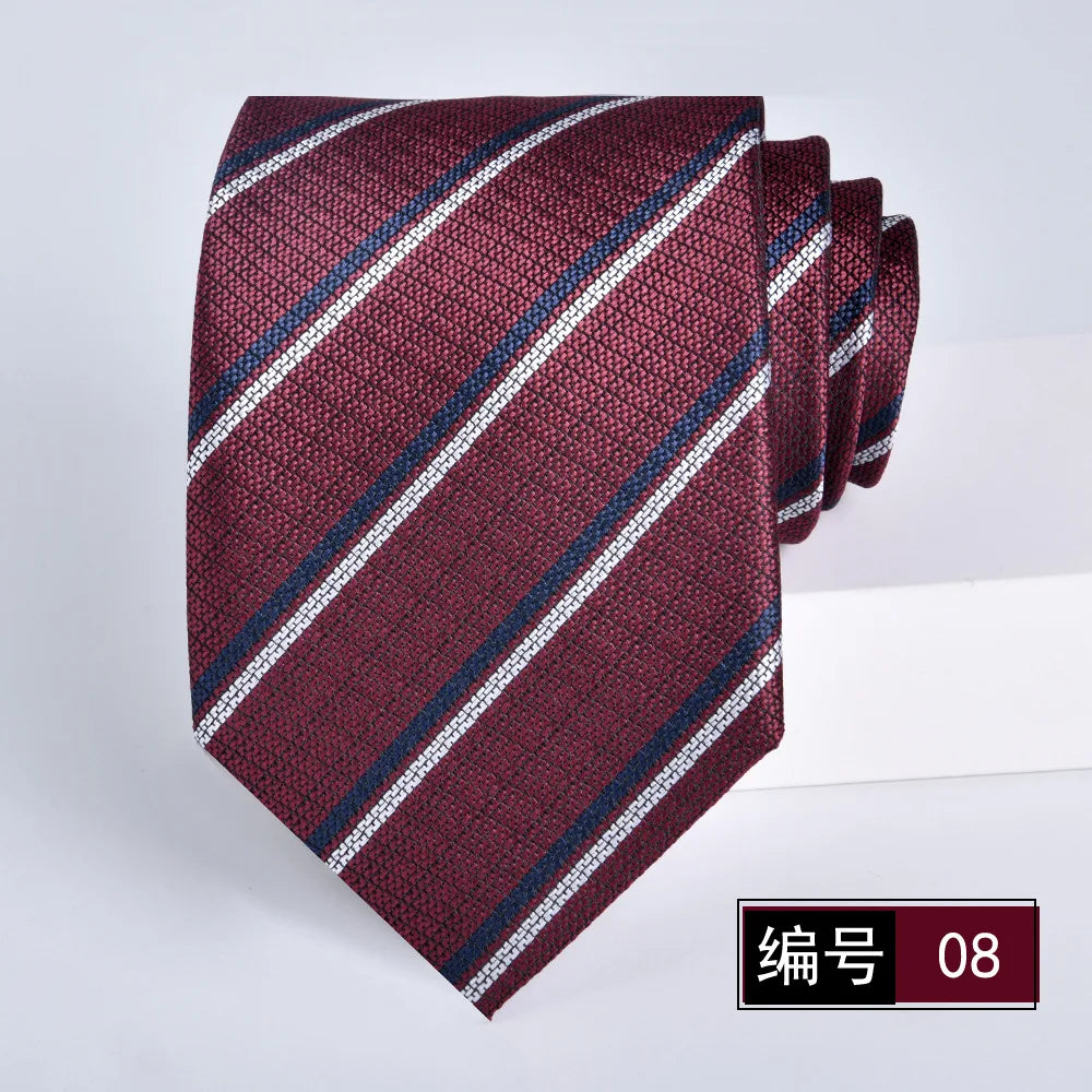 ties for men 2024 Luxury Wine Red Groom Wedding Accessories Dot Stripe gravata 8cm Necktie Kravaty Corbatas De Hombres