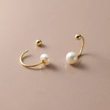 WANTME 925 Sterling Silver Fashion Natural Freshwater Pearl Ear Hook Unique Screw Bead Stud Earrings for Women Piercing Jewelry