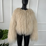 Real Sheepskin Coats For Mongolian Lamb Fur Coat Women Natural Sheep Fur Jacket With Lapel Short Fur Outerwear