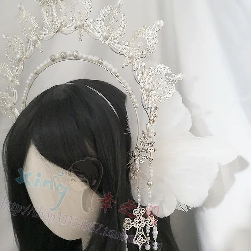 Diy Lolita Virgin Hair Hoop Sun Goddess Headdress Material Package Angel Headpiece Halo Headband Tiara Accessories