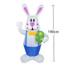 1.9M Blue Rabbit Inflatable Toys Built-in LED Light Easter Decoration Festival Inflated Model Indoor Outdoor Yard Decor 2024