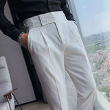 2023 New Men's Suit Pants Slim Fit Business Office High Waist Classic Korean Casual Trouser Top Quality Pants Male Brand B82