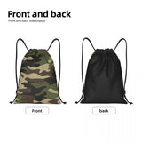 Custom Green Brown Military Camouflage Drawstring Bags Men Women Lightweight Army Jungle Camo Sports Gym Storage Backpack