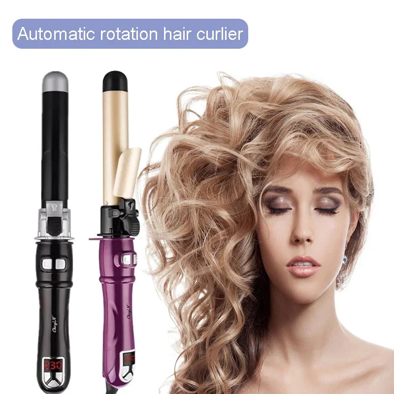 Professional Auto Rotation Electric Hair Curling Iron LCD Temperature Adjustable Fast Heating Waving Hair Styling Wand Appliance