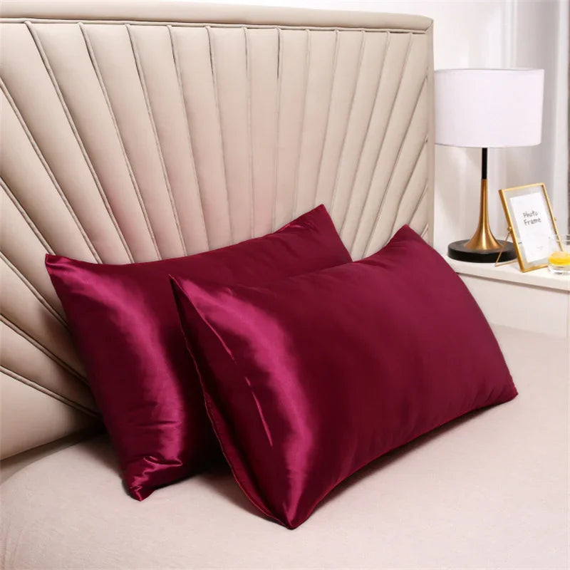 2pcs Silk Pillowcase Children's Winter Anti-static Soft Pillow Protective Case Home Solid Color Pillow Case Anti-dirty Bedding