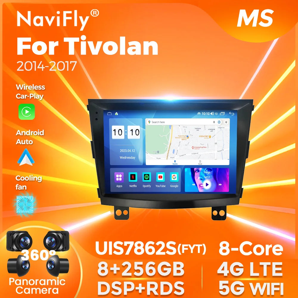 NaviFly 7862S Android All In One For SsangYong Tivoli Tivolan 2014 - 2017 9 Inch 1280*720 Carplay Car Intelligent System 8+256G