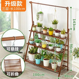 Plant Stand Storage Shelf 3-Tier Hanging Stand for Flowers Folding Organizer Display Storage Rack Adjustable Hanger Rod Bamboo