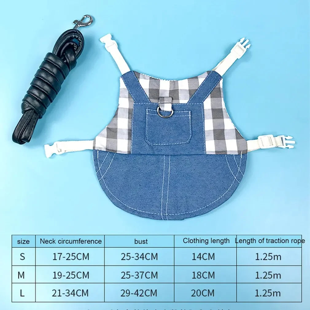 Rabbit Clothes Denim Jacket Cute Bunny Vest Harness Leash Collar Rabbit Clothing Suit Ferret Bunny Hamster Small Pet Supplies