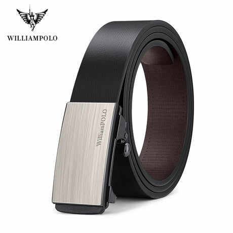 WILLIAMPOLO Famous Brand Belt Men Top Quality Genuine Leather Luxury Designer Male Automatic Buckle Belts For Men 105-130cm