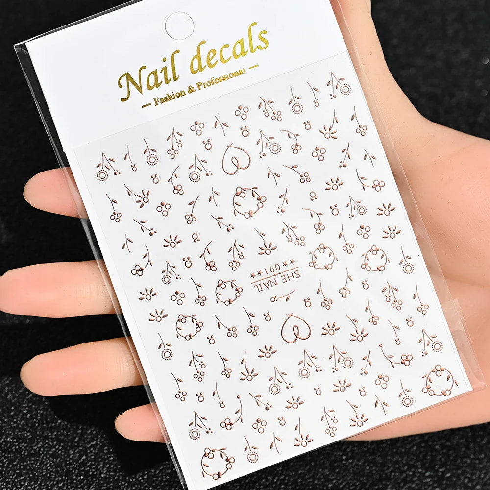 3D Gold Sun/Moon/Star Bronzing Nail Art Sticker 8*10cm Laser Star Moon Design Nail Decal Gold Silver Self-Adhesive Slider &*&