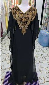 V-neck Kaftan Moroccan Dubai Caftan Abaya Fancy Long Crystal Beading Dress