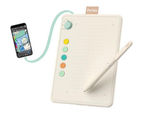 Parblo Ninos Q Graphic Tablet Digital Drawing Tablet Handwriting Pen Tablet 6.3*3.5 Inch Designed for Android Phone