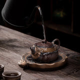 Gilded Iron Glaze Lotus Fragrance Pot Pu'er Tea Maker Mug Teapot Clay Coffeeware Teaware Puer Tea Cup Set Yixing Clay Kettle Bar