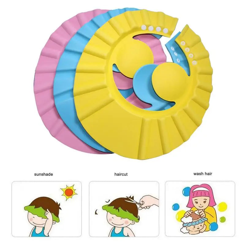 Baby Shower Cap Adjustable Silicone Shampoo Bath Cap Baby Swim Shower Cap Ear Protection  Eye Protection Baby Care Wash Hair