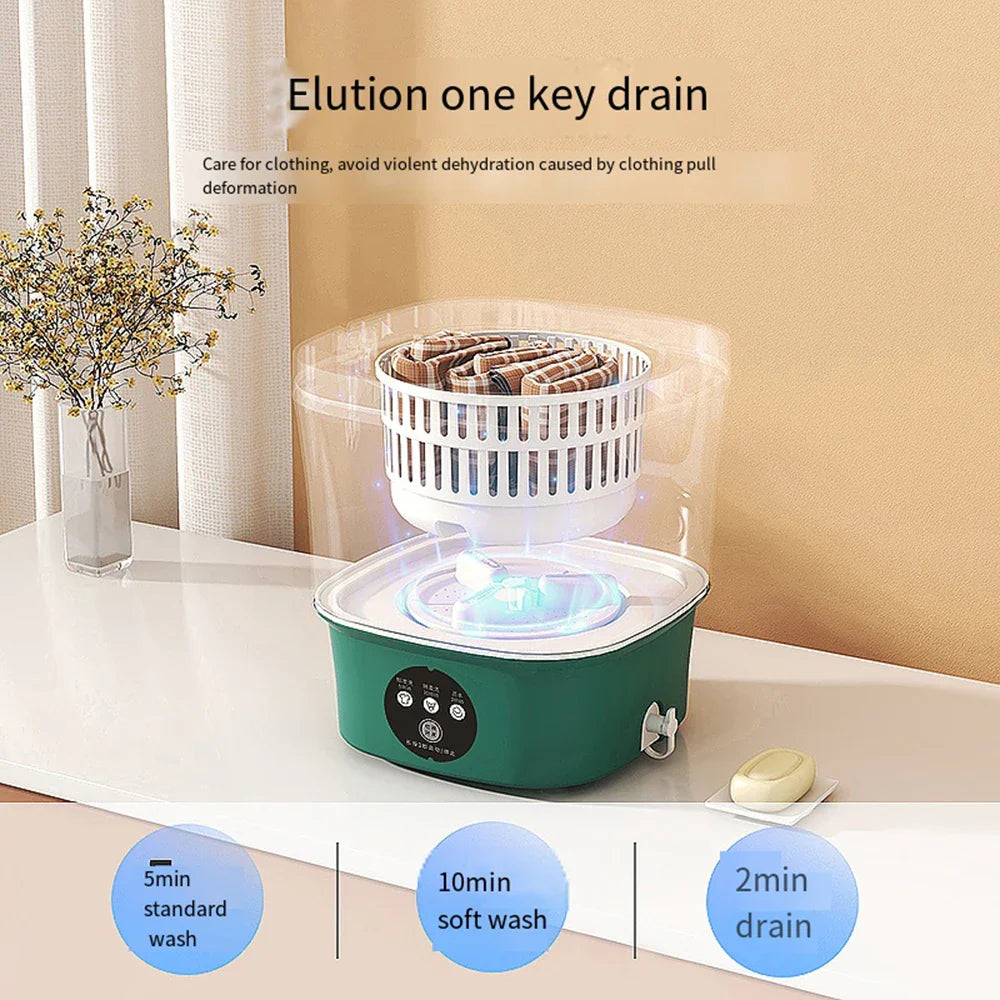 9L Tourist Portable Mini Washing Machine with Dryer Basket for Clothes Home Travel Sock Underwear Laundry Small Washer 110V 220V