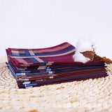 3Pcs 38x38cm Dark Color Square Plaid Striped Handkerchiefs Men Classic Vintage Pocket Cotton Towel For Wedding Party
