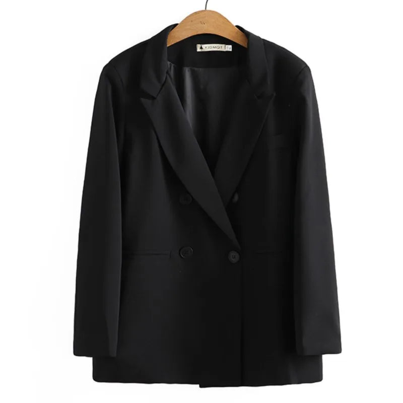 4xl Plus Size Blazer Women Clothing LOOSE Tailored Collar Long Suit Jacket Casual Fashion Black Double Breasted Outwear Autumn