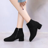 Women's Winter Boots 2023 New Suede Dress Women Warm Boots Fashion Mid-Heel Wool Warm Women's Ankle Boots