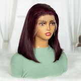 99J Burgundy Straight Short Wig Double Drawn 13x4 Lace Front 99J Bob Wig Straight Bob Human Hair Wig Remy Hair