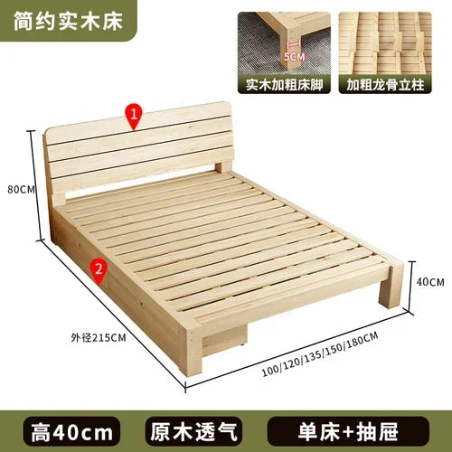 Double Space Saving Bed Living Room Loft Wood Modern Children Bed Frame Luxury Pine