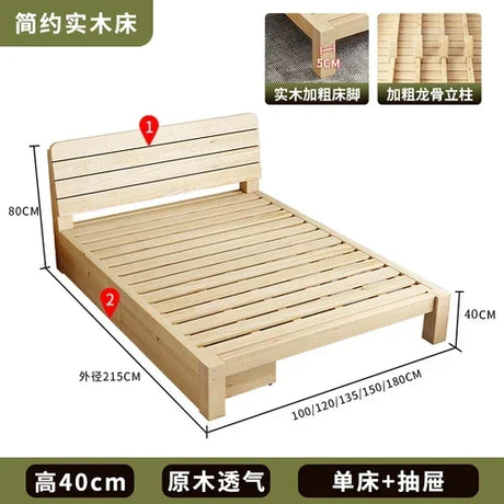 Double Space Saving Bed Living Room Loft Wood Modern Children Bed Frame Luxury Pine