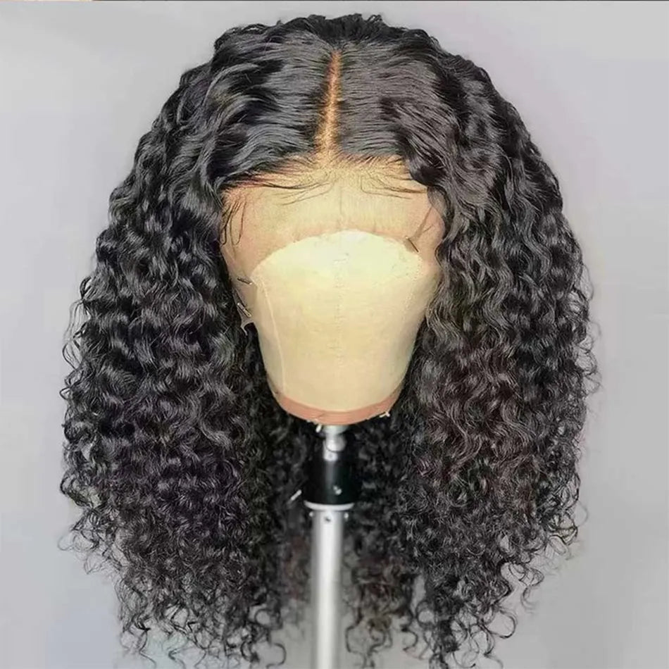 Glueless Wig Short Water Wave Bob Wig 12A Malaysian Lace Front Human Hair Wigs Wet And Wavy Kinky Curly Bob Wig 13x4 Frontal Wig