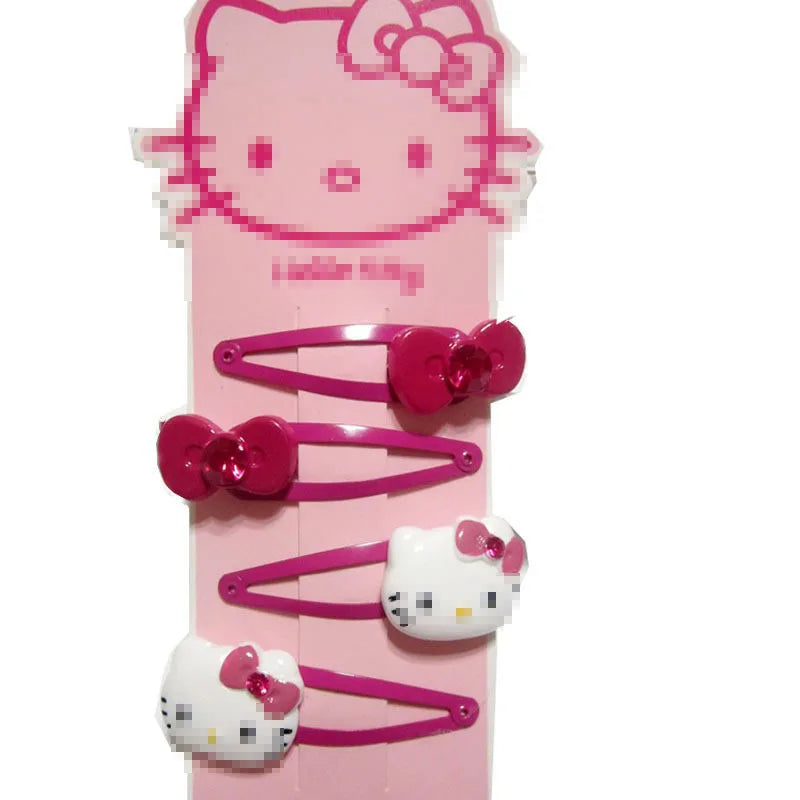 4pcs Sanrio Hello Kitty Children's Hairpin Hair Rope Rubber Band Hair Accessories Bow Hair clip girl kid hair ring