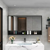 Luxury Smart Bathroom Mirror Cabinets Simple Apartment Dormitory Storage Shelf modern Solid Wood Hotel Toilet Cabinet with lamp