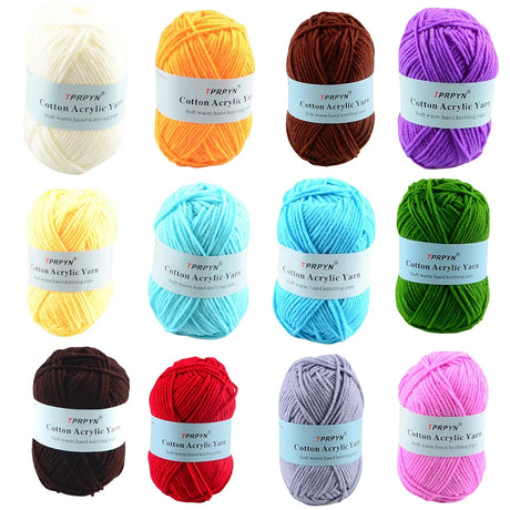 TPRPYN 12Pc Milk Cotton Yarn For Hand Knitting Acrylic Wool Knit Yarn Crochet Scarf Hat Yarn DIY Line Threads Handmade