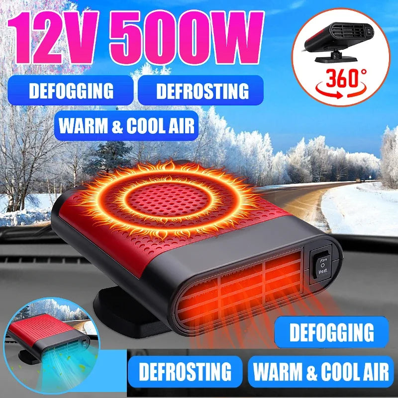 500W 12V car defroster car electrical appliances 360 rotating car windshield heater