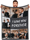 I Love You Custom Blanket with Photo Collage Text Personalized Picture Throw Blanket for Christmas Valentine's Day Birthday Gift