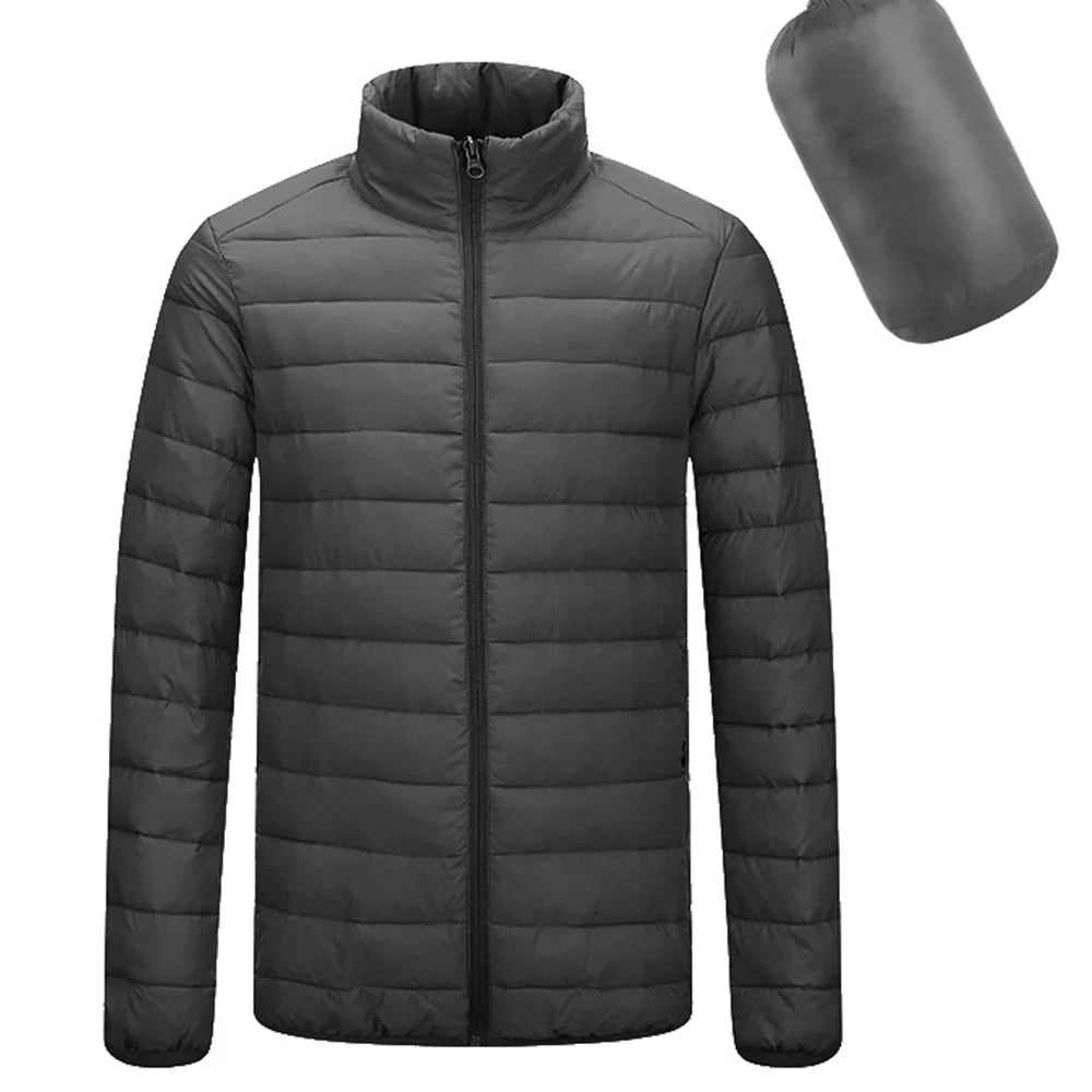 Lightweight Hooded Jacket Men Cotton Padded Winter Thermal Coats Warm Zip Pocket Parkas Fashion Casual Quilted Outwear Tops 2023