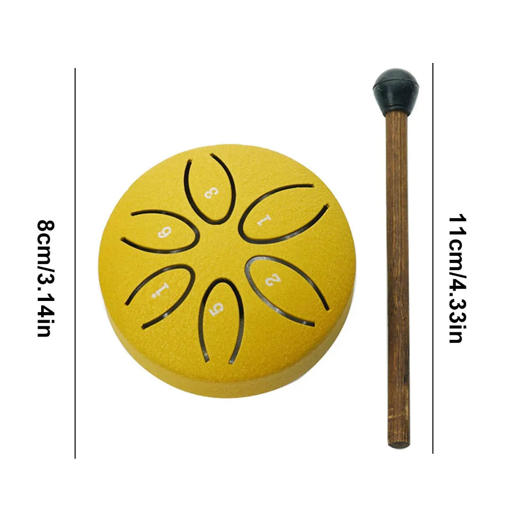 Mini Steel Tongue Drum 3 Inch 6 Notes Hollow Drum Music Drum Ethereal Drum Yoga Meditation Drum Percussion Instruments Kits