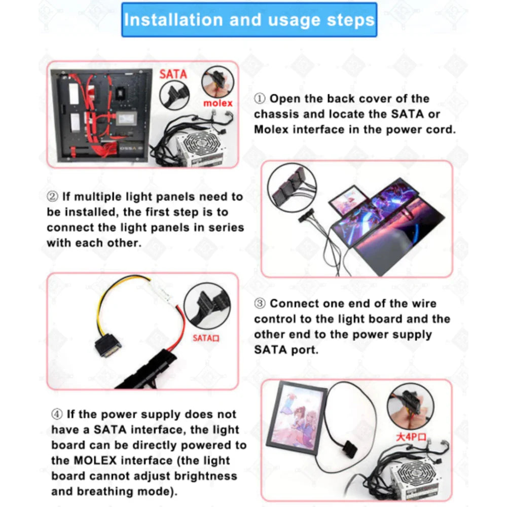 8K Ultra Clear Chassis Color Panel PC Case Shroud Customize DIY VGA Backplate Game MOD Plate Computer Cases Molex Interface