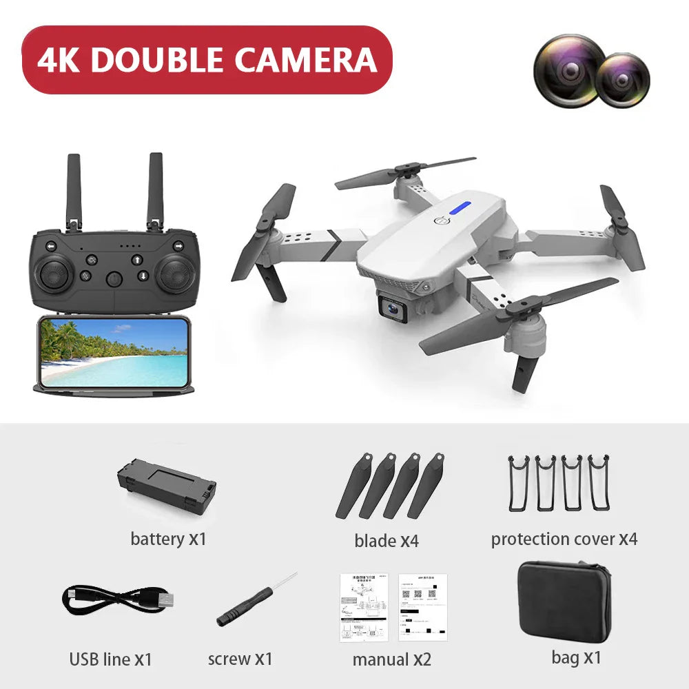 E88 Pro Drone With Camera Hd 4k Professional Rc  Remote Control Helicopter Dron Gifts Children Toys Fpv Quadcopter