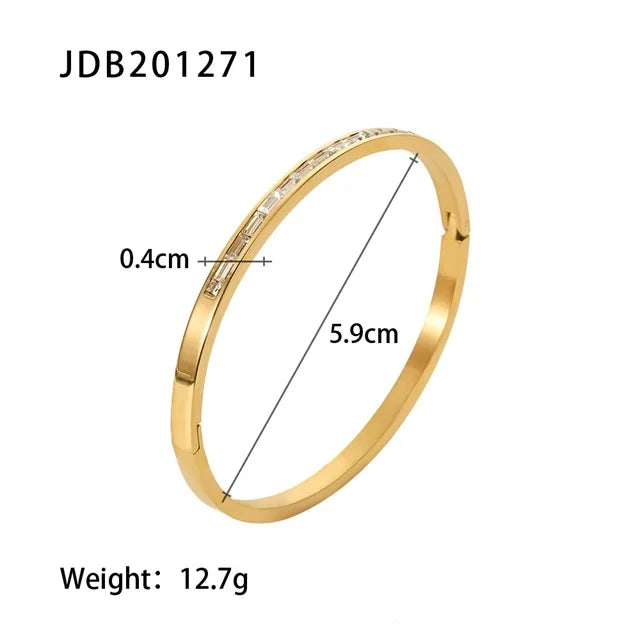 Youthway 18k Gold Stainless Steel Bangles Winter Stacking Cubic Zirconia Opening Bracelet for Women Jewelry Gift 2022 NEW