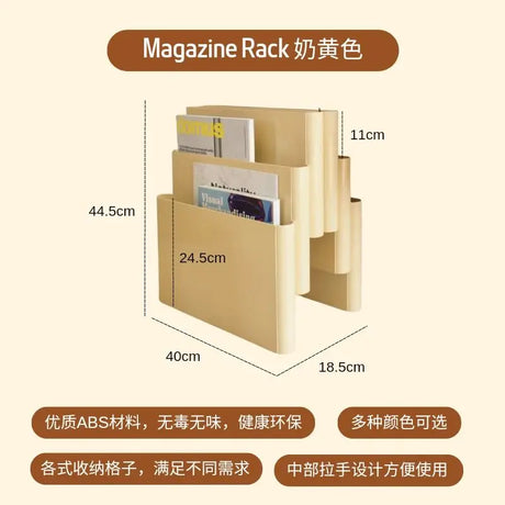 Nordic Bookshelf with Portable 6 Pockets Mid-Ancient Floor Magazine Rack Ins Decoration Book and Magazine Rack