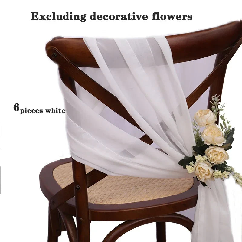 6PCS RUST Chiffon Chair Sashes 30 x 270cm Wedding Aisle Decoration for Weddings Christmas Baby Shower Birthday Party Decorations