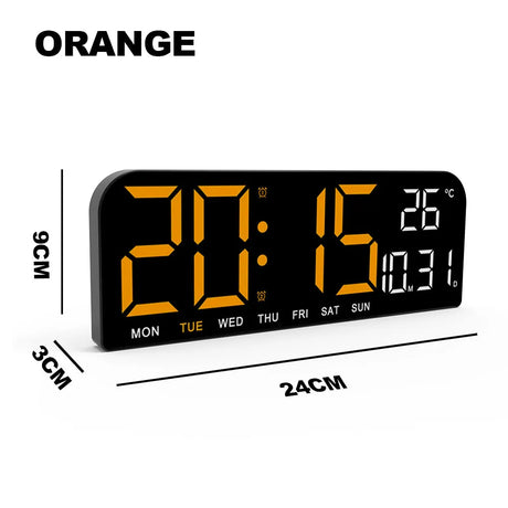 9.0inch Large Digital Wall Clock Temperature and Date Week Display Night Mode Table Alarm Clock 12/24H Electronic LED Clock