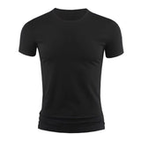 Men's Basic T-shirt Solid Color Short Sleeve Tee Summer Plain Casual Gym Muscle Crew Neck Slim Fit Tops T Shirts Male Clothing