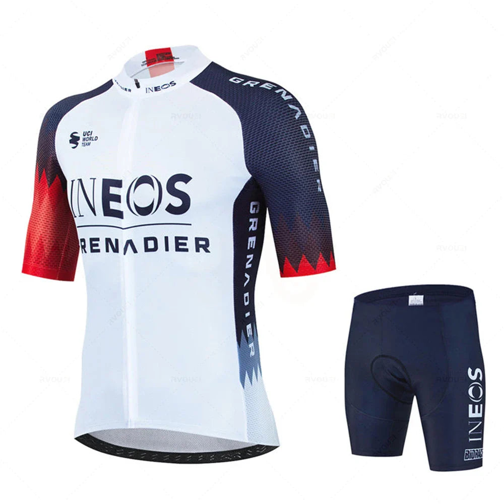 Ineos 2023 Men Short Sleeve Cycling Jersey Set Summer Bicicleta Clothing MTB Maillot Ropa Ciclismo Sportswear Blue Bicycle Suit