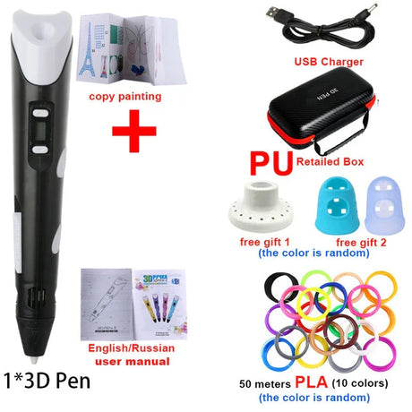 Creative 3D Printing Pen Set for Kids with Travel Case & 50M PLA Filament - Perfect Christmas & Birthday Gift!