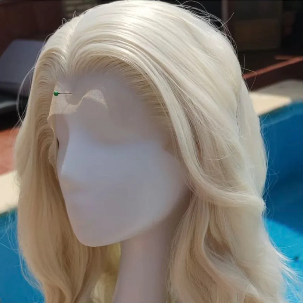 Synthetic Hair Blonde Body Wavy Soft Natural Hairline Straight Lace Front Wigs  With Baby Hair Daily Wig For Women Glueless